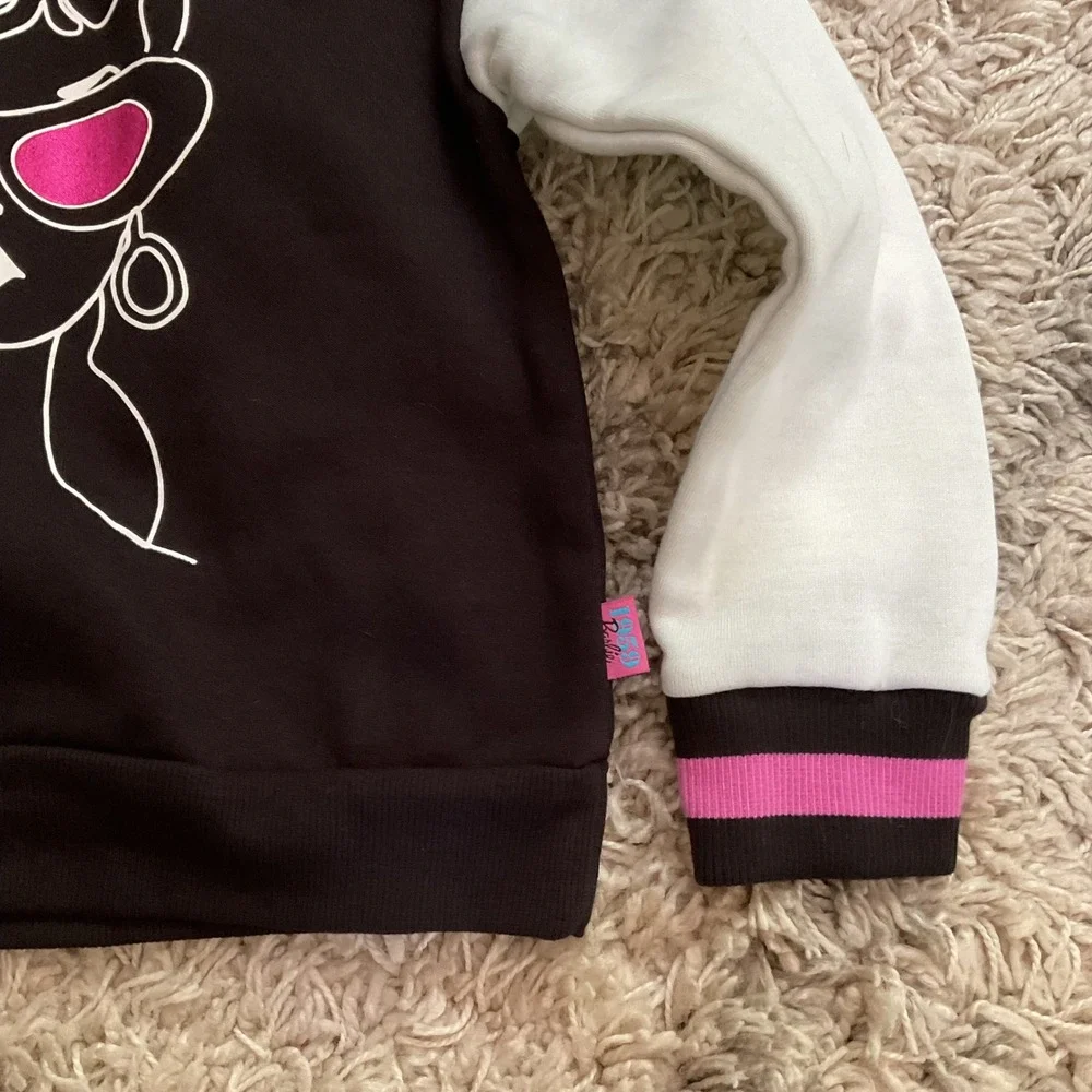 Barbie Kids Black White Colorblock Graphic Sweatshirt Pink Sunglasses Size S